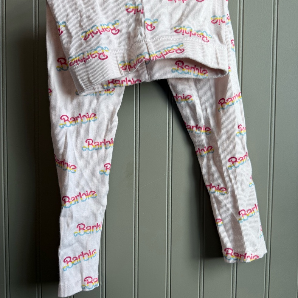 ZARA Barbie Cream Leggings with Colorful Logo